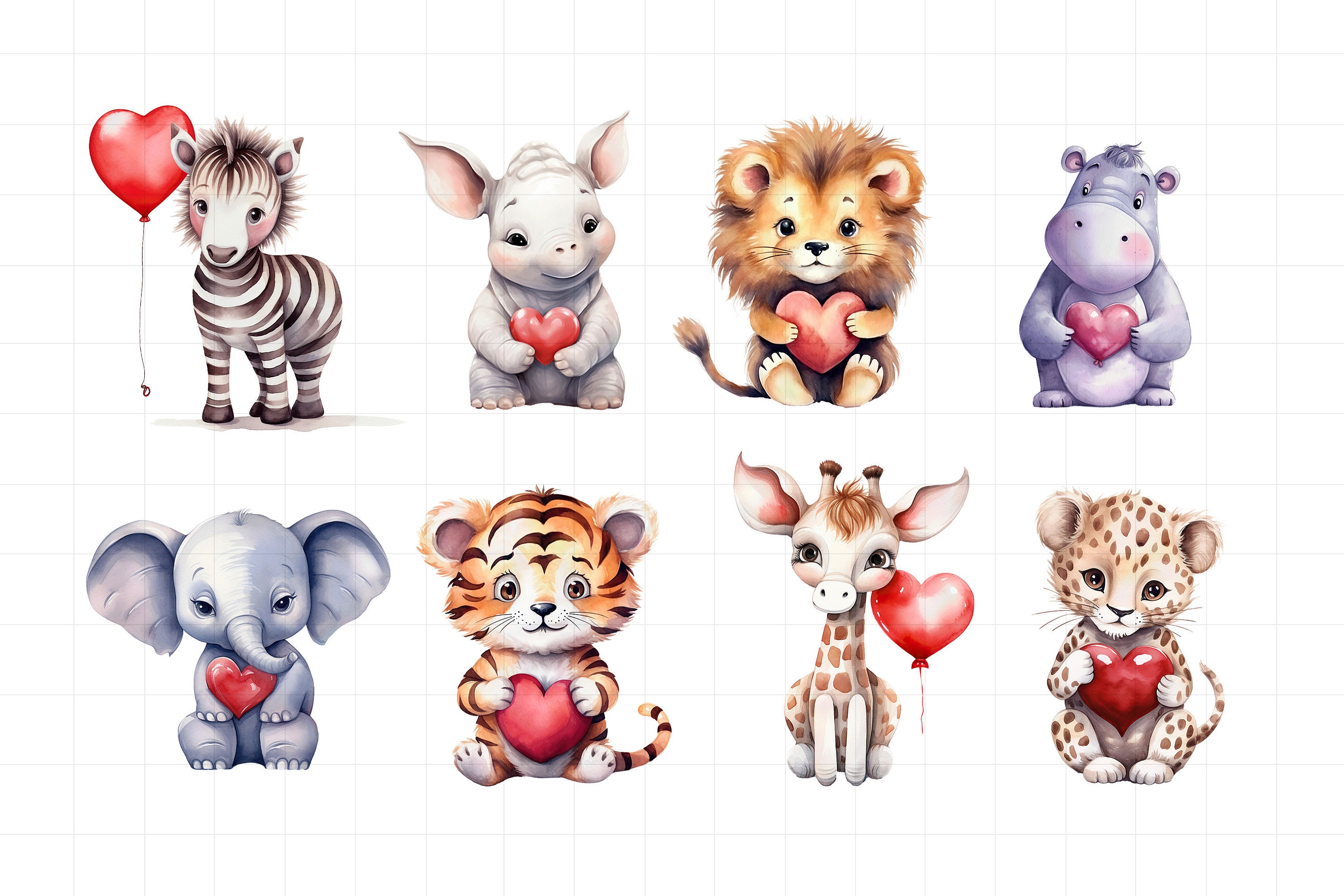 Valentine Clipart PNG Bundle Watercolor Lovers Day Sublimation Transfer ...
