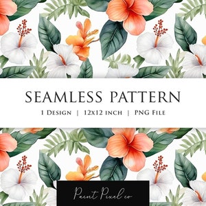 Patrón sin costuras Patrón floral Patrón repetido PNG Diseño de tela Patrón de sublimación de papel textil Patrones florales hawaianos Papel digital