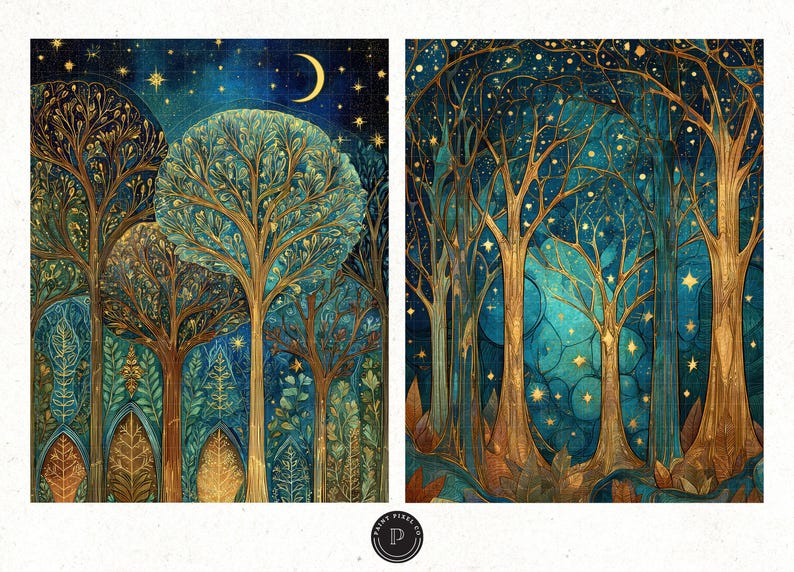 Magical Celestial Landscape Junk Journal Papers - Mystical Scrapbook ...