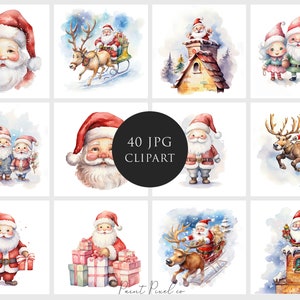 Santa clipart JPGs de alta qualidade Clip art de Natal Feriado Inverno JPG Sublimação Diário de lixo Artesanato em papel digital Licença comercial