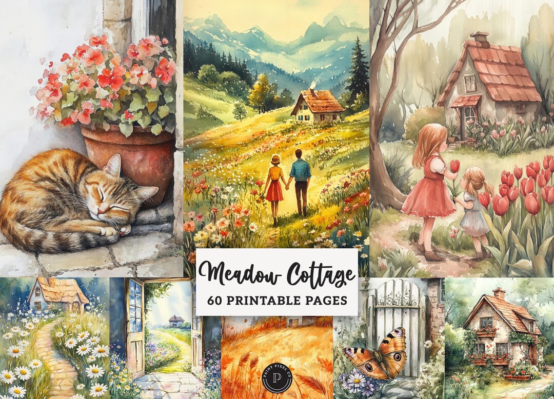 Meadow Cottage Junk Journal Filler Pages - Sunlit Summer Digital Papers ...