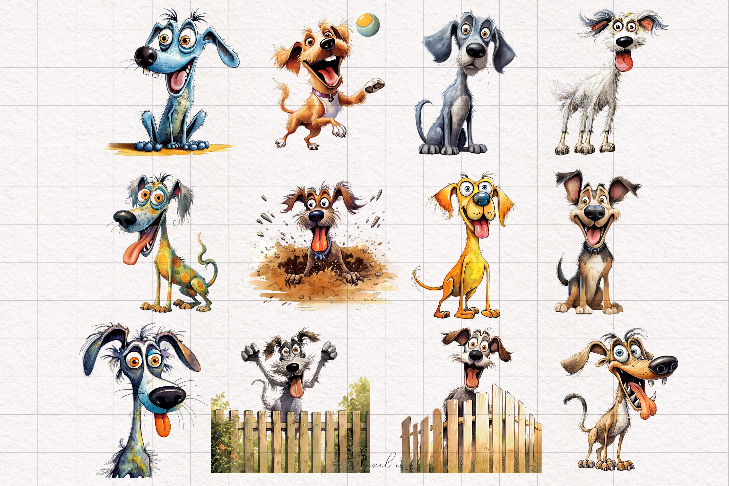 Funny Dog Clipart Doggy PNG Quirky Whimsical Dogs Sublimation Clip Art ...