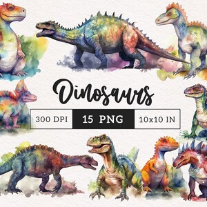 Dinosaur PNG Dino clipart T-rex Watercolor Dinosaur Sublimation Junk journal scrapbook stickers Boy t-shirt design PNG Free commercial use