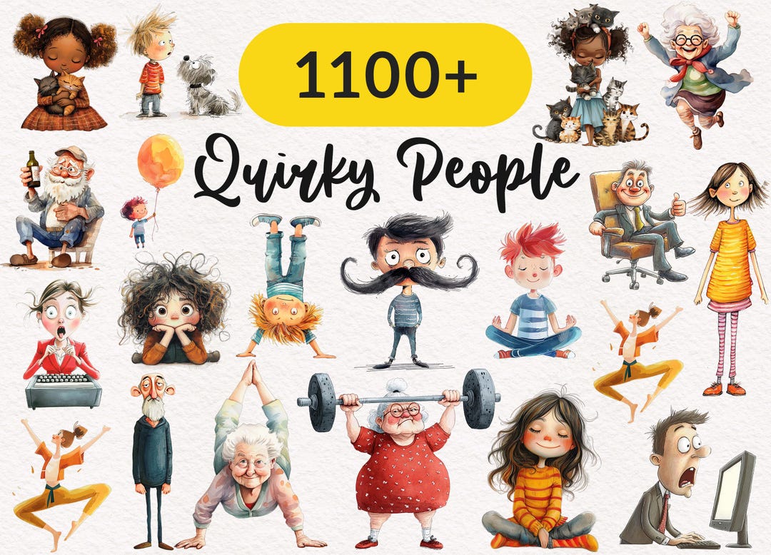Quirky People Clipart Whimsical Bundle PNG Peculiar People Quirky Girls ...