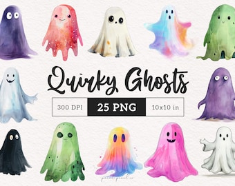 Quirky Ghosts PNG Funny Halloween Clipart Whimsical Spooky Cute ghost graphics Silly Sublimation clip art Whimsy illustration DTF Crafting
