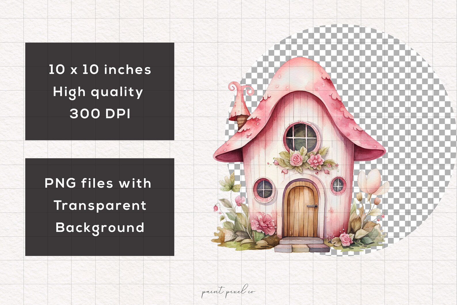 Pink Toadstool House Clipart Enchanted Mushroom Fairy PNG Pink ...