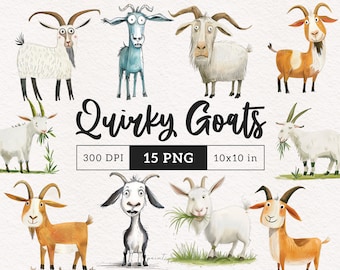 Quirky Goat PNG Funny Goat Clipart Silly Farm Animals Domestic Goat Lamb Whimsical Sublimation Cartoon Face Goat PNG Cattle clipart