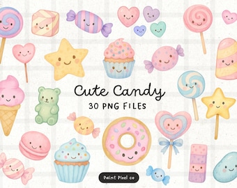 Cute Candy Clipart Bundle - Sweet Treats PNG images (Commercial Use) (Digital Download)