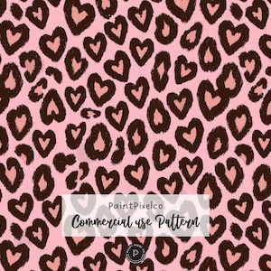 May include: A repeating pattern featuring dark brown heart-shaped outlines on a light pink background. A white rectangular label in the centre displays the text PaintPixelco Commercial use Pattern in black, with a small circular logo below it.