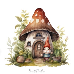 8 Gnome Houses clipart Cottagecore JPG Haute qualité JPGs Gnome maisons Sublimation Junk Journal Fabrication de papier numérique Licence commerciale