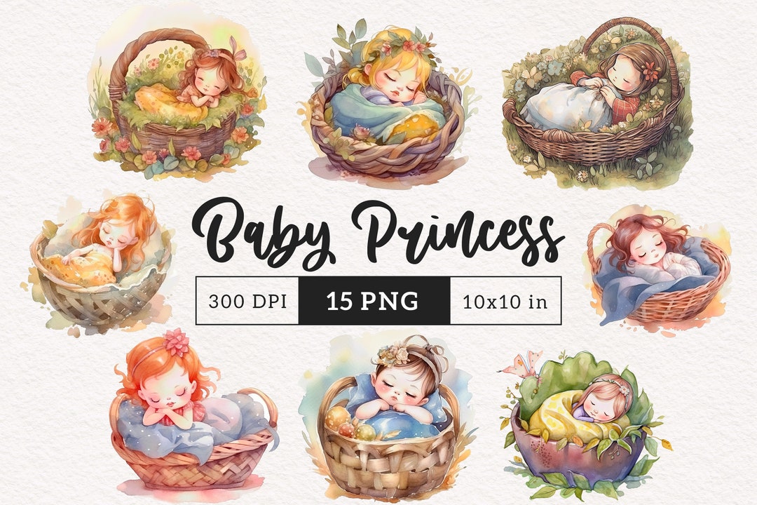 Baby Princess PNG Princess Clipart Watercolor Nursery Decor PNG ...