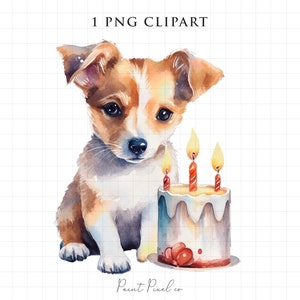 Dog Clipart PNG Watercolor dog clipart Birthday Party Puppy PNG Cute Clipart Sublimation card making scrapbook paper craft commercial use
