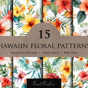 Seamless pattern Floral pattern Repeating pattern PNG Fabric Design Textile paper sublimation pattern Hawaiian Floral Patterns Digital paper
