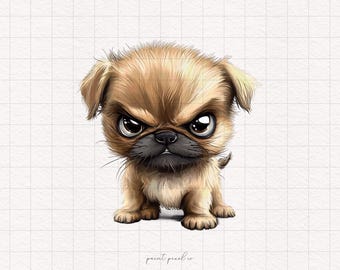 8 Grumpy Dog Clipart Silly Pet PNG Whimsical Puppies Sublimation clip art animals Cute pups Whimsy Angry Pet dog cartoon illustration