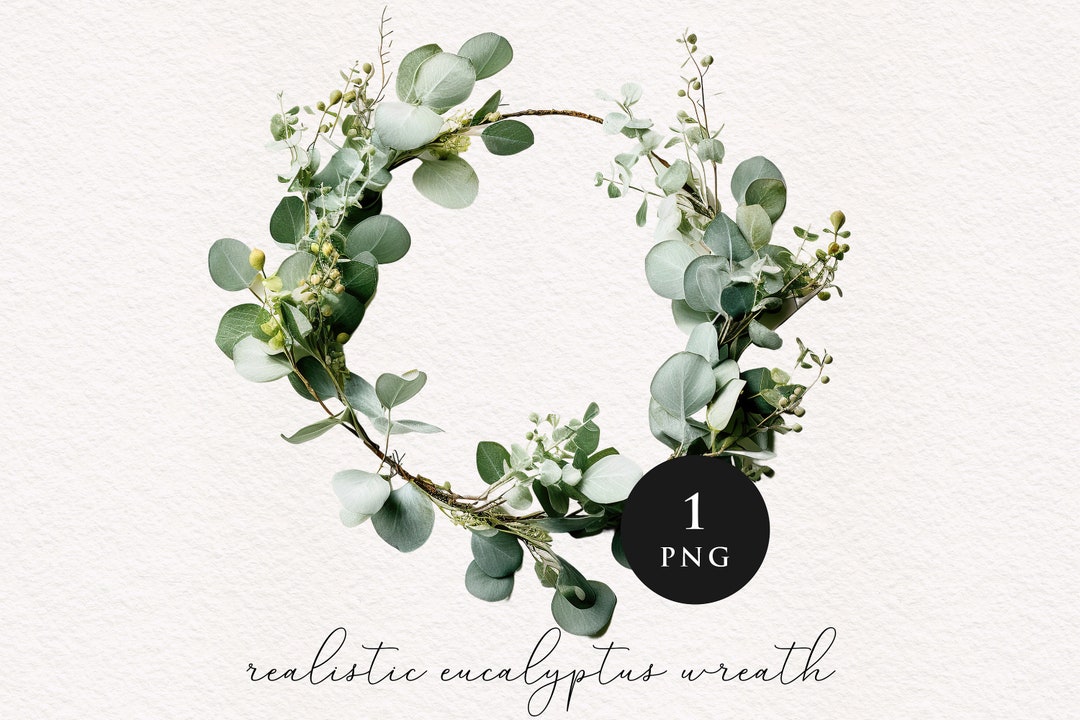 Eucalyptus Wreath Clipart PNG Realistic Sublimation Transfer Clip Art ...