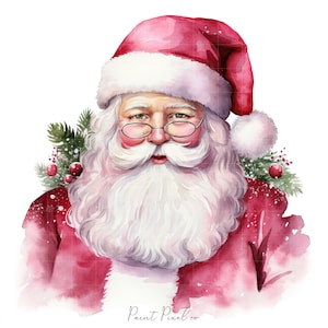 10 clipart de Natal rosa JPGs de alta qualidade Clip art de Natal do Papai Noel Sublimação Diário de lixo Artesanato em papel digital Licença comercial