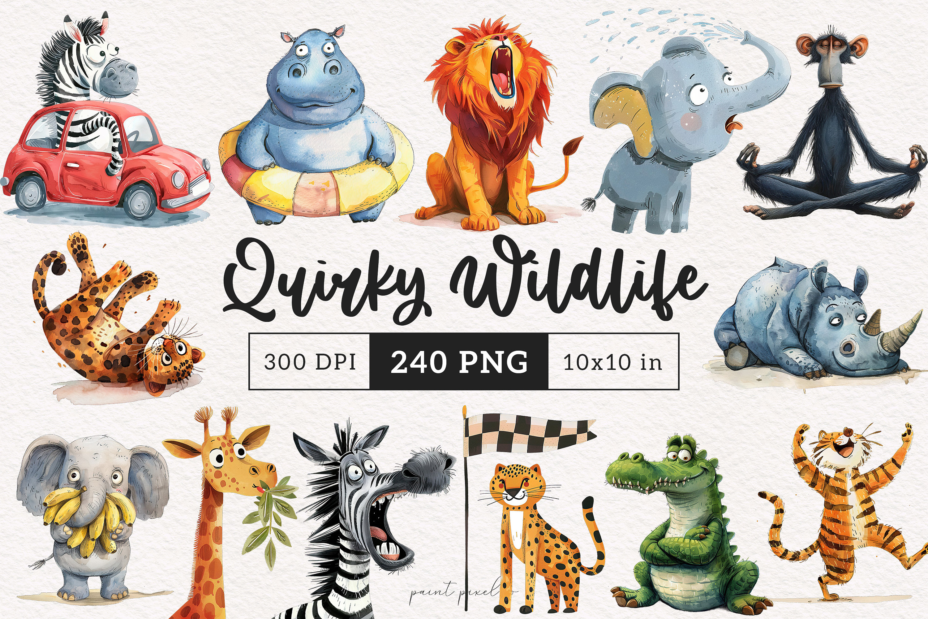 Quirky Safari Animals Clipart Funny African Wildlife PNG Whimsical Jungle  Sublimation Cartoon Giraffe Wild Animals Savannah Lion Cheetah Art - Etsy, image size:3000x2000
