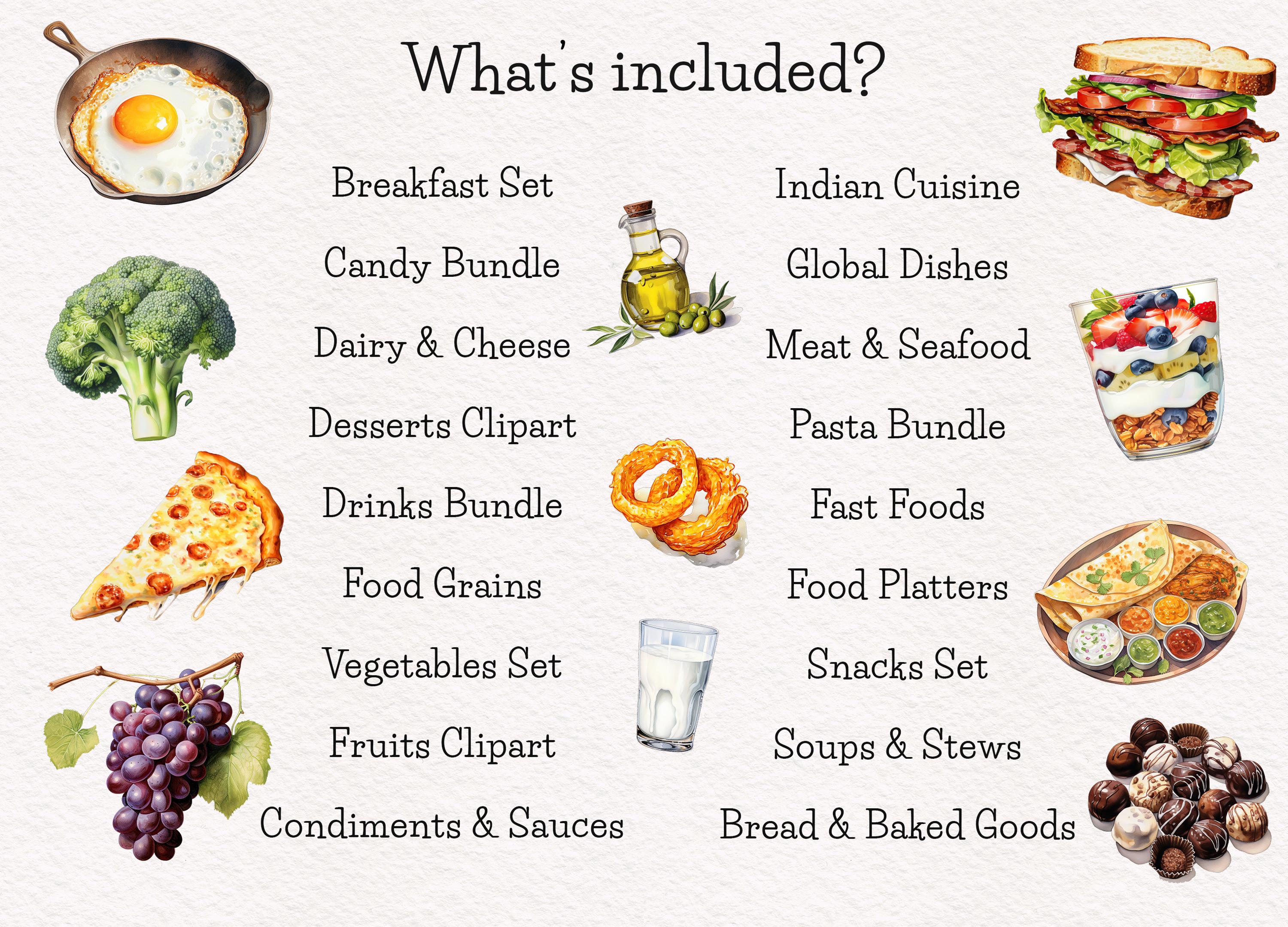 Food Mega Bundle Clipart Watercolor Fruits Vegetables Food Graphics ...