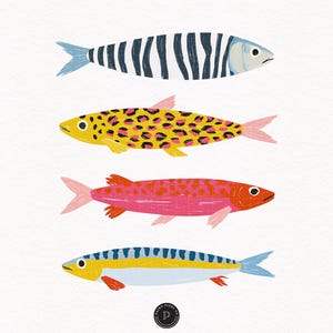 Preppy Fish PNG - Animal Print style - Y2K Gouache Style Illustration Vibrant Artwork - Commercial Use - Print on demand