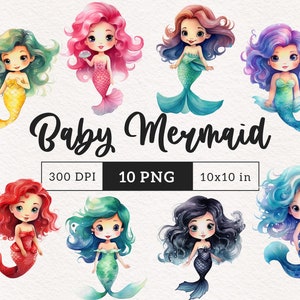 Clipart sirena PNG creature fantastiche sottomarine sublimazione PNG diario spazzatura adesivi per album topper per torta Invito per uso commerciale gratuito