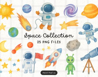Cute Outer Space Clipart Bundle - Astronaut PNG images (Commercial Use) (Digital Download)