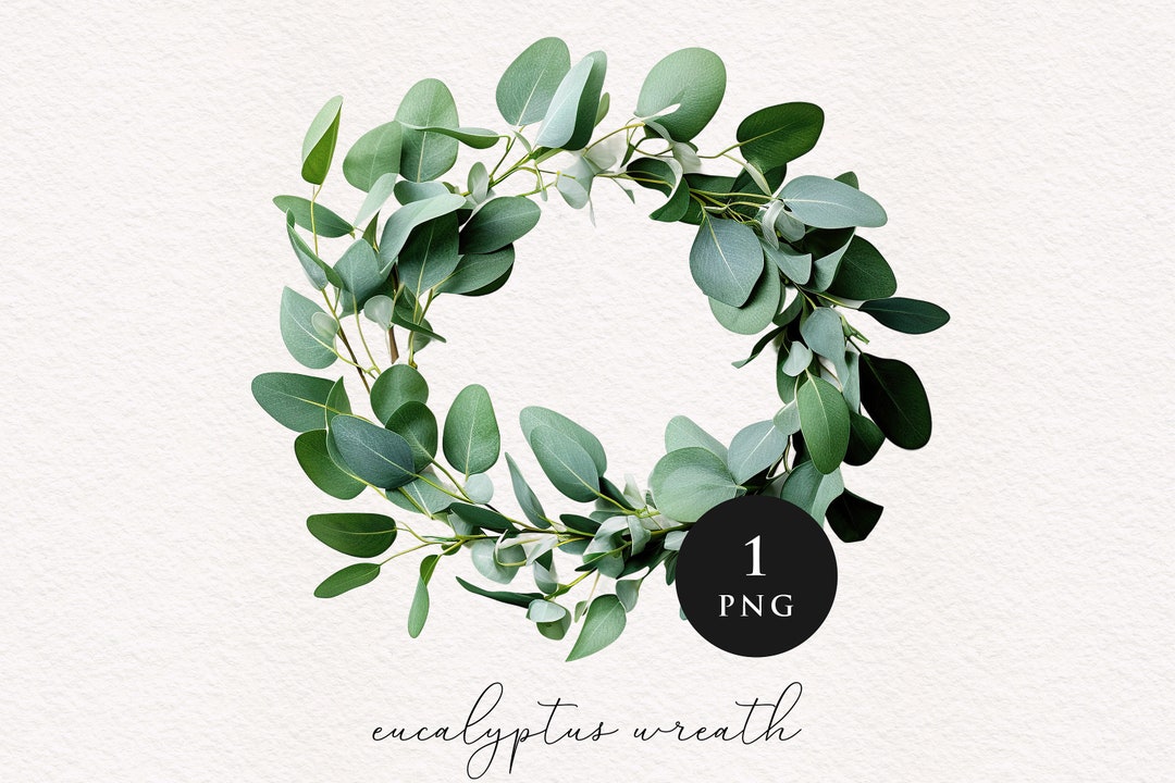 Eucalyptus Wreath Clipart PNG Realistic Wreaths Sublimation Transfer ...