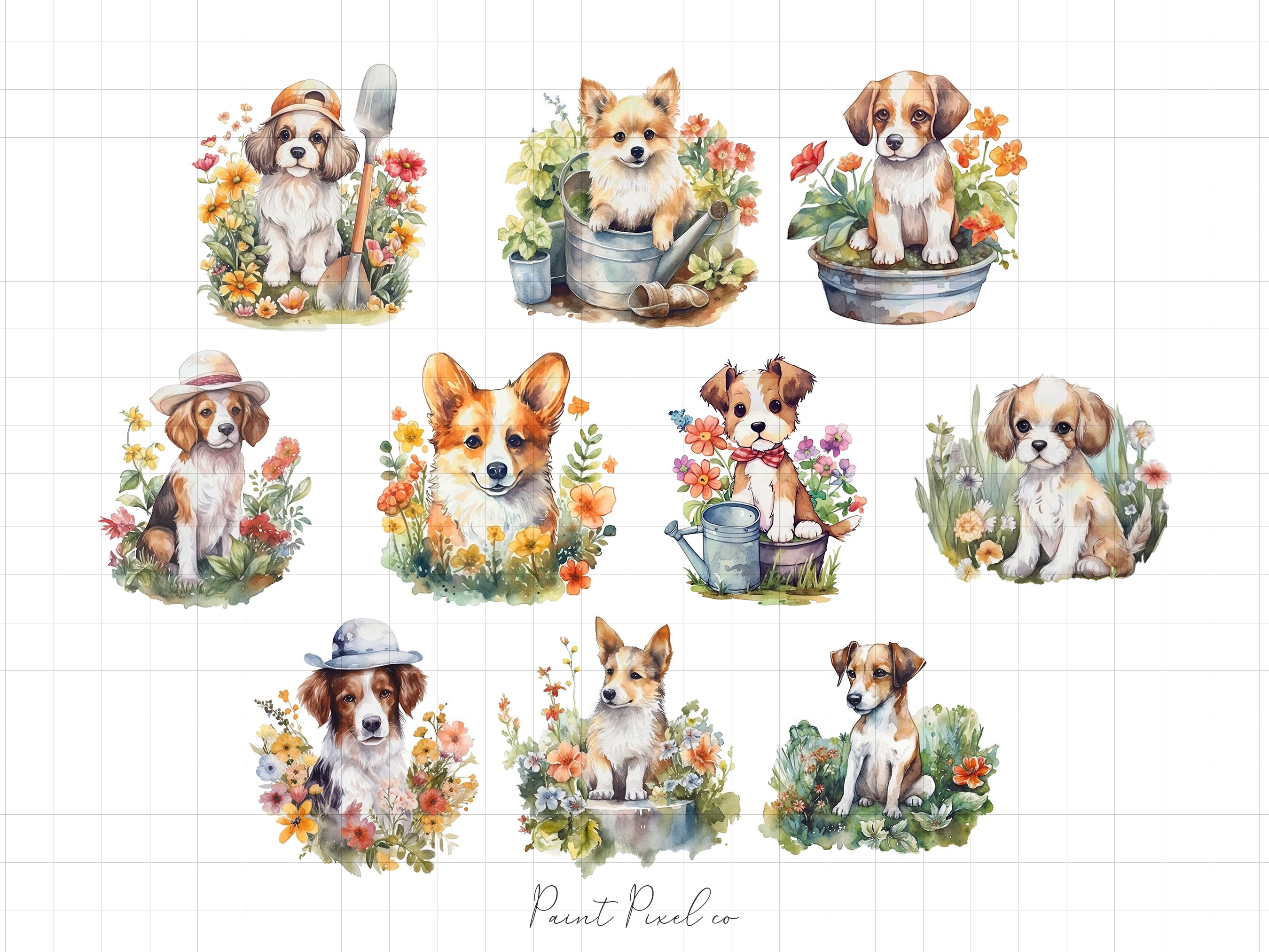 Dog Clipart PNG Bundle Watercolor Pup Clip Art Puppy Pet Nursery ...