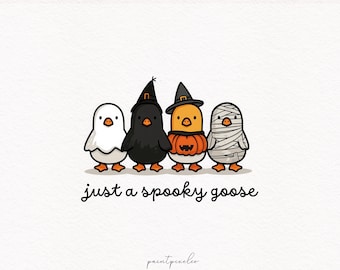 Just a spooky Goose PNG Halloween Goose clipart Cute Halloween Shirt Autumn Skeleton Geese Pumpkin Goose Shirt Sublimation Print on demand