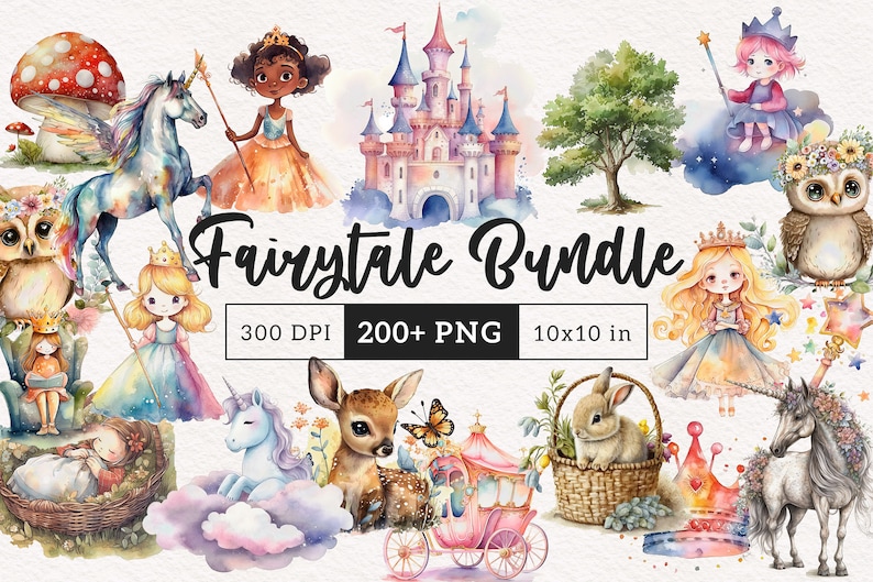 Fairytale PNG Bundle Unicorn Clipart Princess PNG Mushroom Woodland ...
