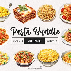 Pasta Clipart Italienische Gerichte PNG Farfalle Lebensmittel Penne Spaghetti Grafiken Lasagne Illustration Papier Handwerk Scrapbook Printable Wand Kunst