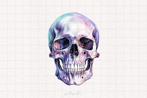 4 Gothic Skulls PNG Halloween Skull clipart Whimsical Spooky skeleton graphics Sublimation DTF scrapbooking Paper Crafting Junk Journal