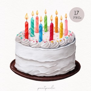 17 Rainbow Birthday Cake Clipart Colorful Happy Birthday Decor PNG Rainbow Party items Cake Sublimation Card Making Invitation graphics
