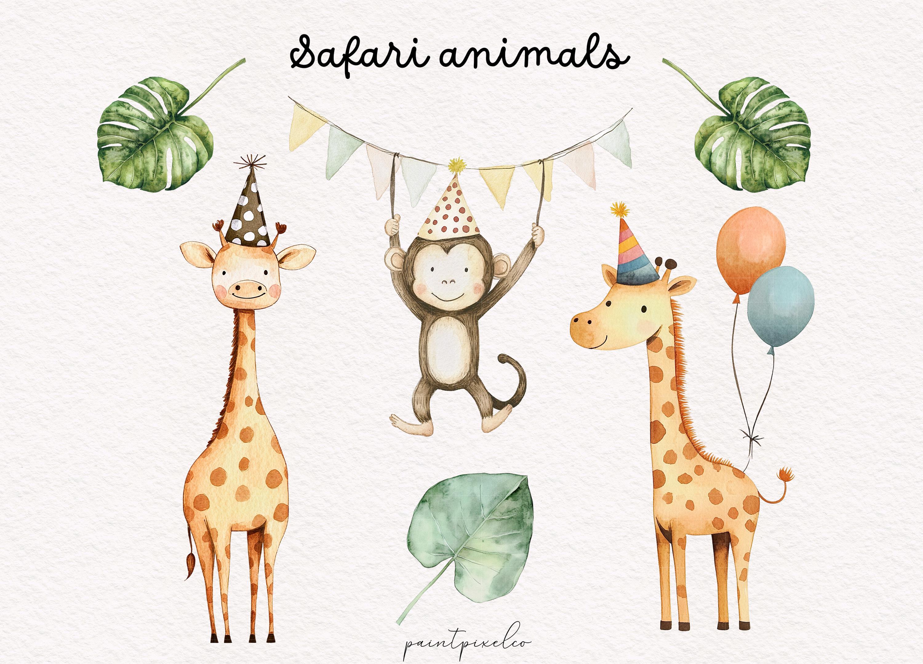 Safari Birthday Clipart Boho Forest Animals Birthday Baby Shower Cute ...