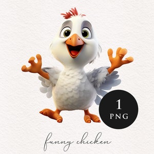 Lustige Huhn Clipart PNG Niedliche Henne Hahn Clip Art Cartoon Vogel 3D Sublimationstransfer PNGs Journal Handwerk Karte machen T-Shirt Grafiken