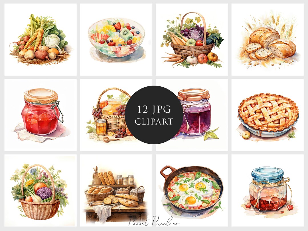 Rustic Farmhouse Food Clipart High Quality Jpgs Country Kitchen Clip ...