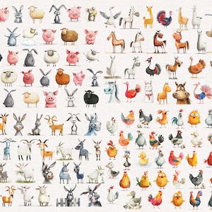 Clipart PNG de animais de fazenda peculiares: vaca, porco, cabra, ovelha, gado. Imagens para sublimação. Galinha. Gráficos divertidos. Ilustração engraçada. imagem 9