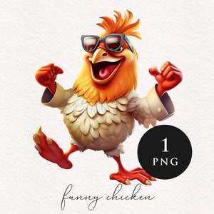 Lustige Huhn Clipart PNG Niedliche Henne Hahn Clip Art Cartoon Vogel 3D Sublimation transfer PNGs Journal Handwerk Karte machen Tee Tshirt Grafiken