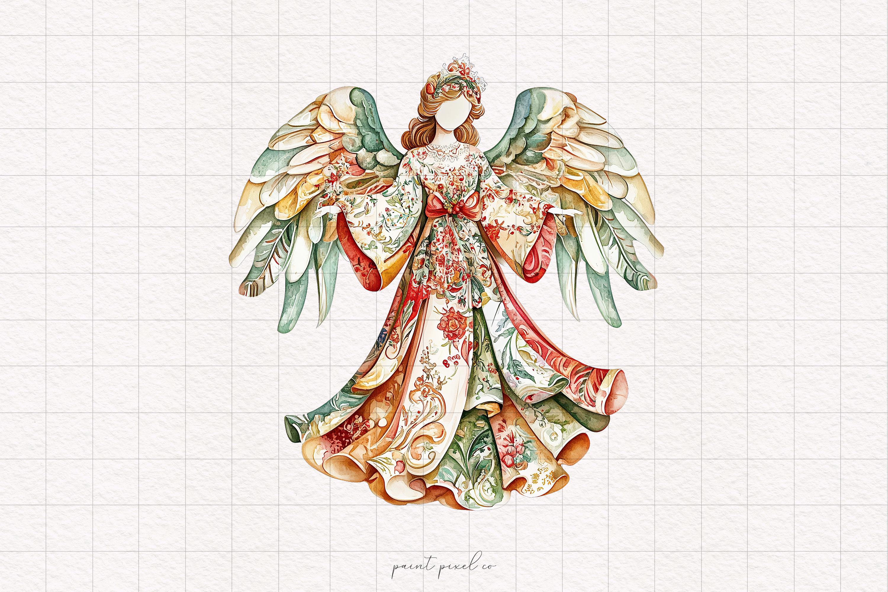 4 Christmas Toile Angel Clipart Holiday Chinoiserie Angel PNG Winter Toile De Jouy Sublimation Xmas Toile Christmas Angel Junk Journal image