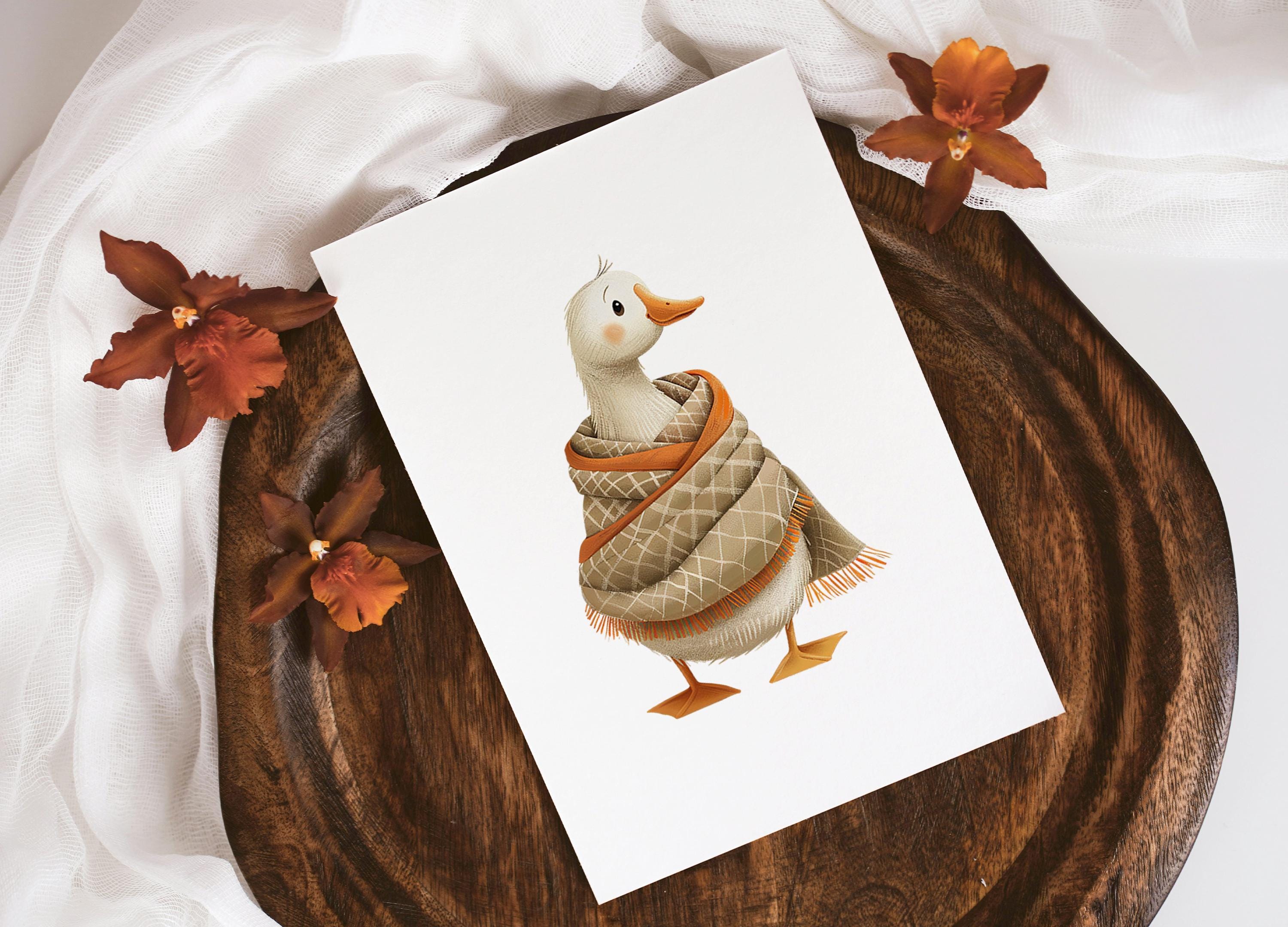 Watercolor Autumn Goose Clipart Cute Fall Whimsical Geese PNG Silly ...
