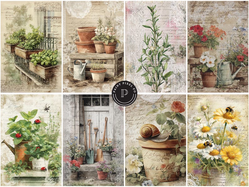 Shabby Chic Garden Junk Journal - Floral Bird Filler Pages Printable ...