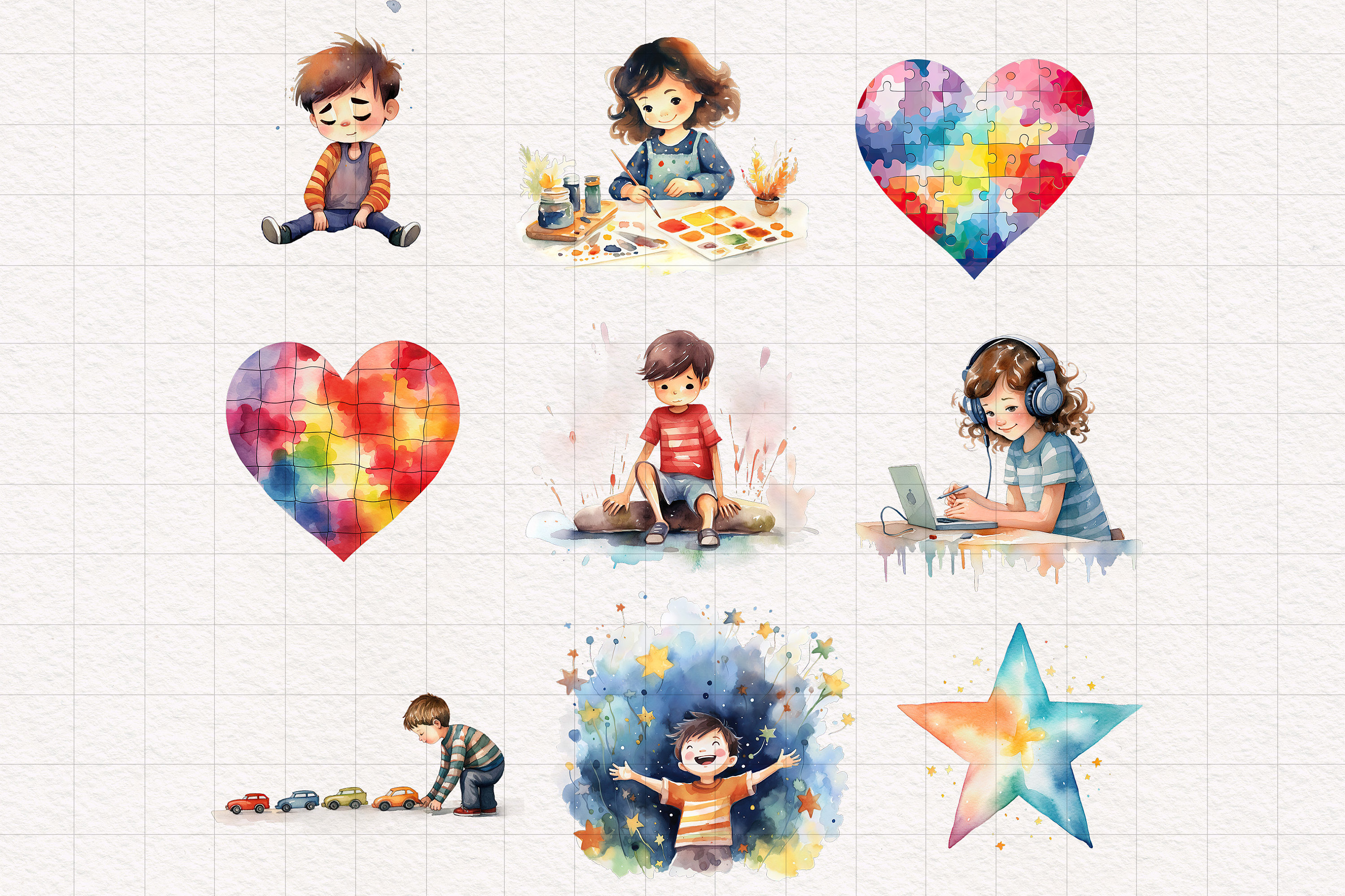 Autism PNG Clipart Watercolor Special Needs Kid Rainbow Clip Art ...