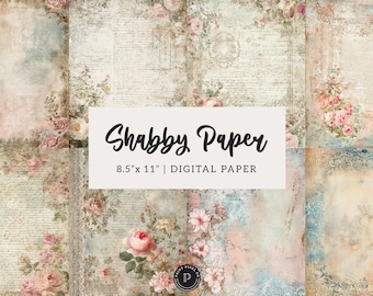 Shabby Chic Junk Journal Papers - Scrapbooking Decoupage Printable Ephemera Pastel Floral Digital Backgrounds Instant Download
