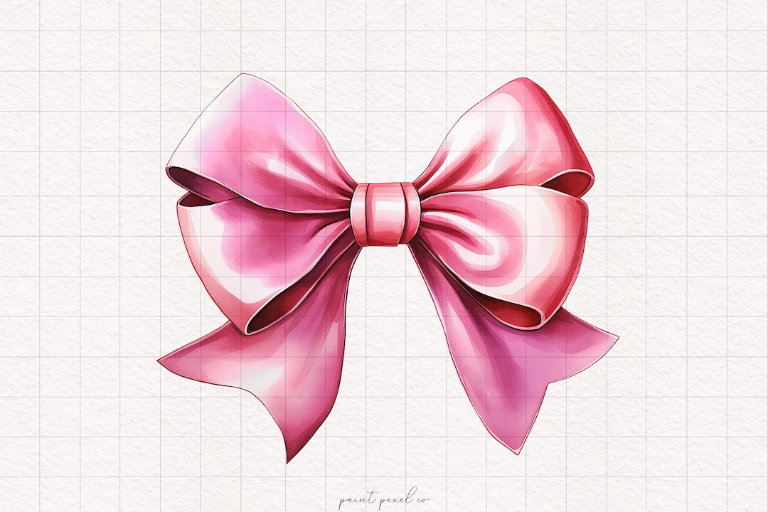 10 Pink Bow Clipart Watercolor Bows Baby Shower Theme PNG Coquette Pink ...