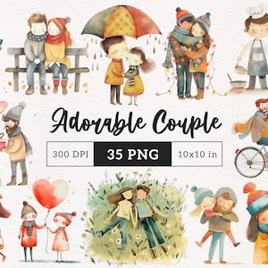 Cute Couple Clipart Adorable People in love  PNG Sublimation clip art Romantic valentine graphics cartoon relationship illustration lovers