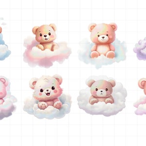 Teddy Bear Sitting on Clouds PNG Clipart Baby Shower Nursery Clip Art ...
