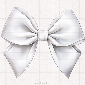 2 White Bows Clipart Watercolor Bow Wedding theme PNG Coquette White Ribbon Shirt Sublimation T-shirt design Trendy Cute girly Bows white