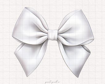 2 White Bows Clipart Watercolor Bow Wedding theme PNG Coquette White Ribbon Shirt Sublimation T-shirt design Trendy Cute girly Bows white