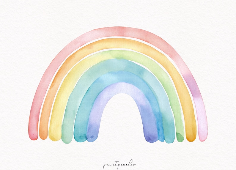 Watercolor Rainbow Clipart Rainbows PNG Cute Pastel Elements ...
