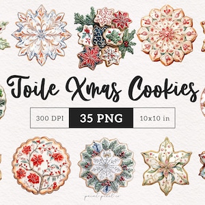 Noël toile de Noël biscuits Clipart vacances Chinoiserie dessert Noël PNG hiver toile de jouy sublimation toile Noël indésirable Journal scrapbooking