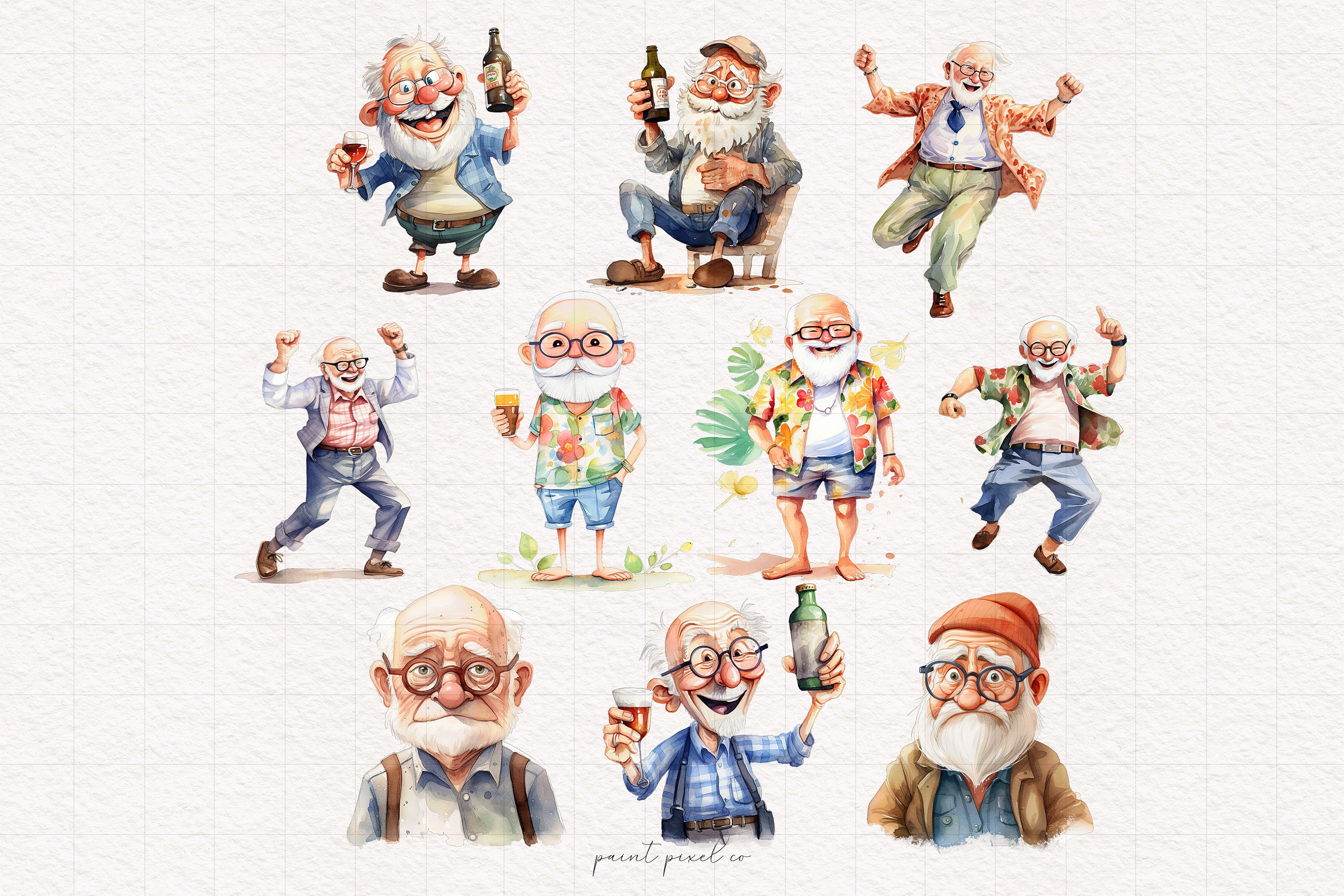 Funny Grandpa Clipart PNG Quirky Old Man Elderly People Silly Old Man ...